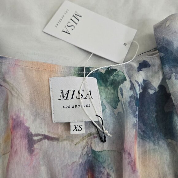 NEW Misa Los Angeles Floral Print Sheer Long Sleeve Blouse Size XS - Picture 10 of 10